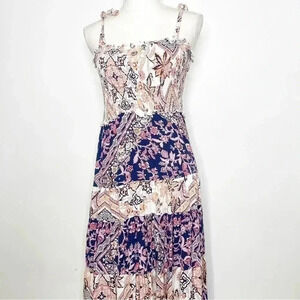 Abel The Label Anthropologie Tiered Patchwork Maxi Dress Size XS